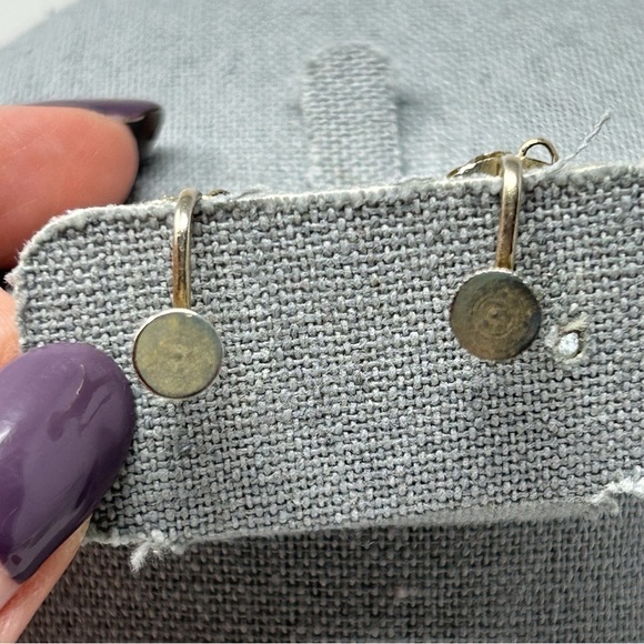 Vintage Faux Green Marble Stone Round Screwback Earrings Silver Tone - Picture 4 of 7